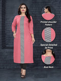 Elegant Cotton Blend Digital Printed Straight Kurti